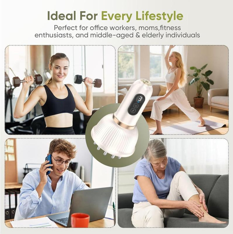 Portable Handheld Body Massager with Heat & Vibration Therapy for Legs Arms & Belly Home Spa Relaxation Device for Tired Muscles Smooth Skin White Perfect Gift Choice Neck Shoulder Relaxer Daily Use