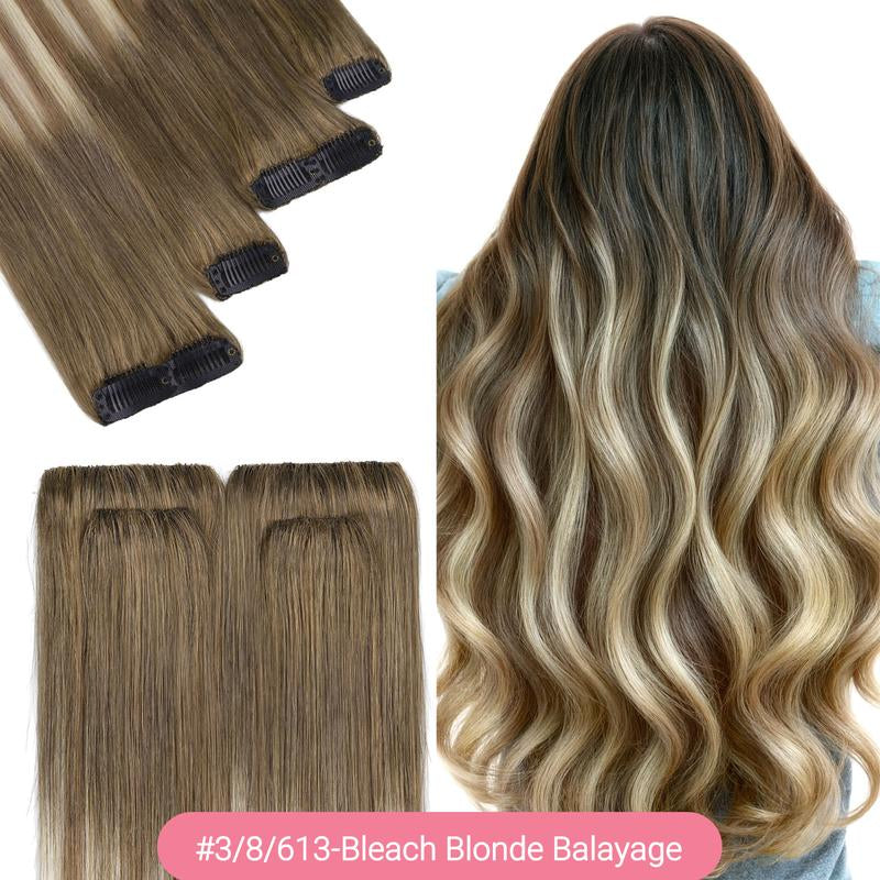 GOO GOO Scalp Hair Fill-Ins Clip-In Short Hair Extensions Real Human Hair, Thinning Hair Fill-Ins Natural Look Volumizer for Women