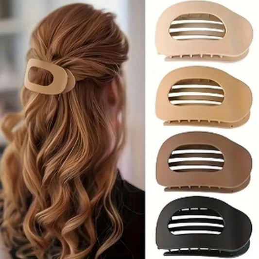 Solid Color Hair Clip, 4Pcs Oval Acrylic Hair Clips Set for Women, No Trace Flat Large Hair Clip, Elegant Minimalist Frosted Solid Color Hair Clips for Daily Wear, Ideal Gifts for Her