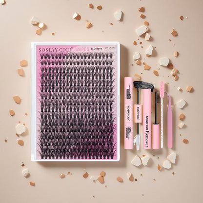 SOSIAYCICI Eyelash Lash Clusters Kit 40D Volume Lash Clusters 320Pcs Eyelash Clusters Waterproof DIY Lash Extension Kit with Lash Bond and Seal Lash Remover Applicator HOLIDAYHAUL Tiktok(9-16Mix)