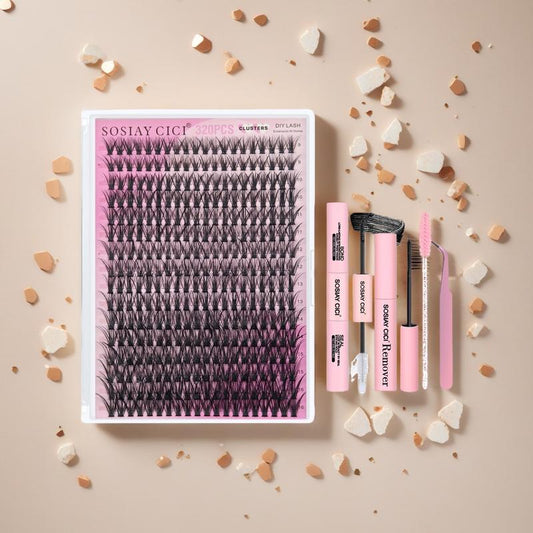 SOSIAYCICI Eyelash Lash Clusters Kit 40D Volume Lash Clusters 320Pcs Eyelash Clusters Waterproof DIY Lash Extension Kit with Lash Bond and Seal Lash Remover Applicator HOLIDAYHAUL Tiktok(9-16Mix)