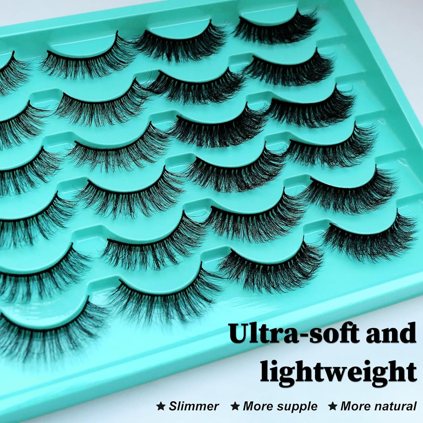 12 Pairs Faux Mink Lashes Wispy Lashes 8D Curl Volume False Eyelashes Flully Eye Lash Extesnion Fake Lashes 2 Style Pack Natural Look Fake Eyelash with Tweezers for Women Girls