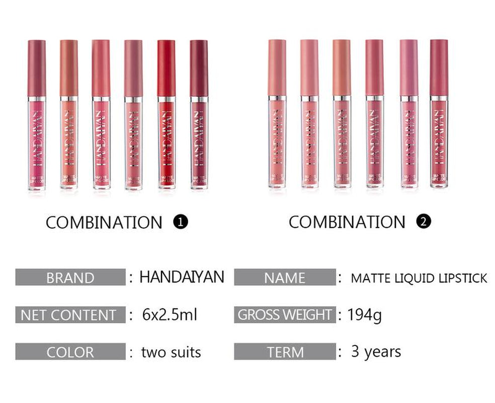 6Pcs Nude Matte Liquid Lipstick Set, Waterproof Long Lasting Non-Stick Cup Nude Lipstick 24 Hour Not Fade Matte Lipstick Professional Lip Gloss Makeup Christmas Gifts for Women (Set A)