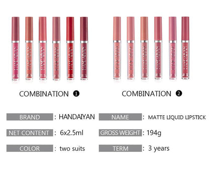 6Pcs Nude Matte Liquid Lipstick Set, Waterproof Long Lasting Non-Stick Cup Nude Lipstick 24 Hour Not Fade Matte Lipstick Professional Lip Gloss Makeup Christmas Gifts for Women (Set A)