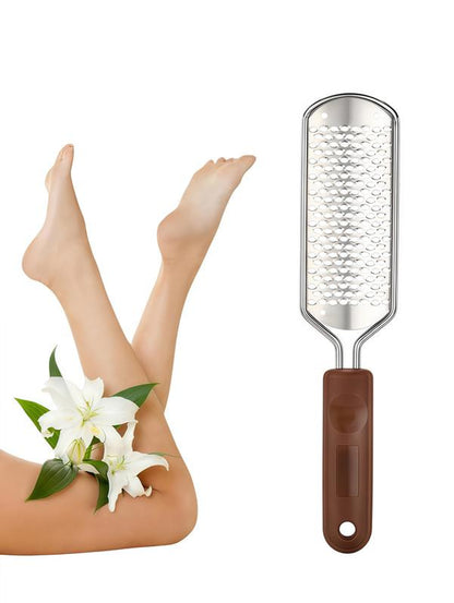 LMMAKE Professional Foot Files Colossal Stainless Steel Detachable Foot Scrubber with Brown Handle Pedicure Tools Washable & Reusable Non-Slip Grip for Safety Versatile Easy to Clean Cream Daily Keratin Nail Care Manicure Black