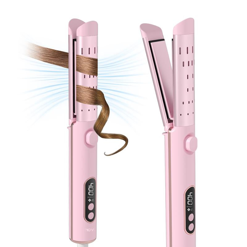 Novus Airflow-Hair Straightener and Curling Iron 2 in 1 with 360° Cool Air for Long Short Hair, 4 Temps and Auto Shutdown