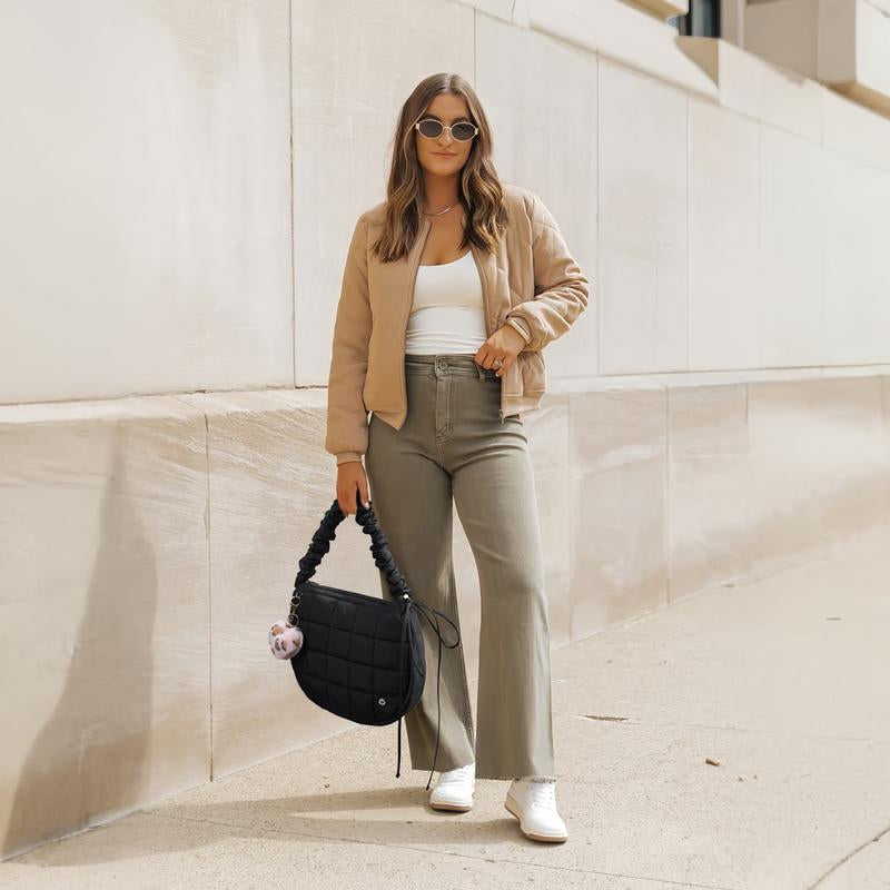 [New In]Westbronco Puffy Crossbody Bag for Women Valentine'S Day Gift Idea with Drawstrin Strap New Season Trendy Chic Fashion Purse Casual Cute Style Lightweight Everyday City Work Bag Gift for Girl