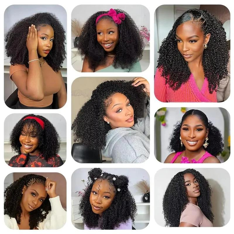 【Wear Go Half Wig】Coily Curly 3 in 1 Glueless Half Wig Human Hair Afro Curly Hair for Black Women 18 Inch Kinky Curly 200% Density Full Head Clip-In No Glue Required Natural Look #Halfwigcurlyhair#Wigshumanhair