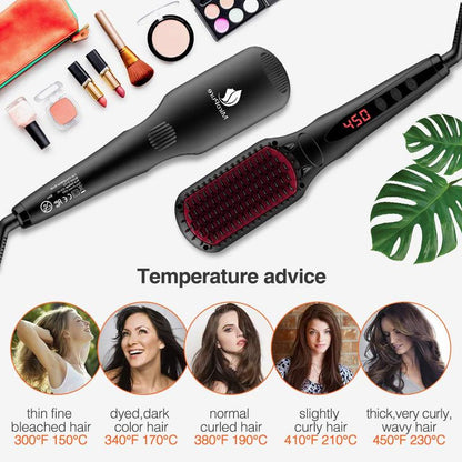Miropure Enhanced Hair Straightener Brush with Anti-Scald Hairbrush Smooth Comfort