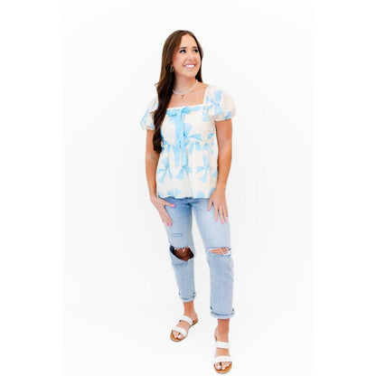 Lucy Lush Peplum Bow Blouse