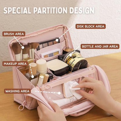 Bagvault Women'S Standing Travel Makeup Bag Bundle with Waterproof Toiletry Bag & 3 Dispensing Bags Portable Cosmetic Storage Set for Travelers #Tiktokshopblackfriday #Travelmusthave #Christmas Gift Ideal