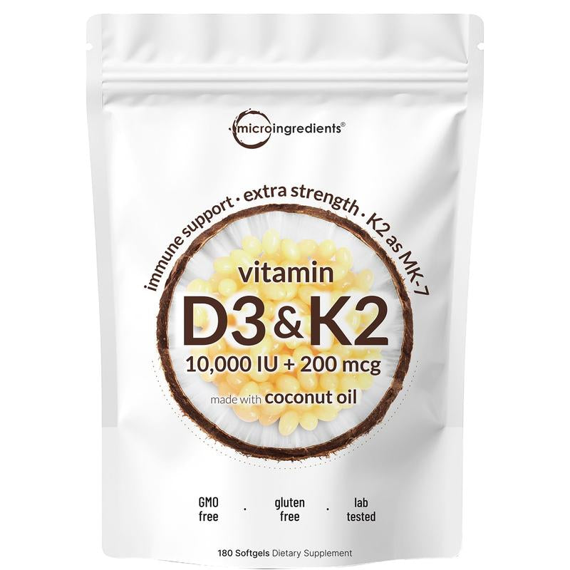Micro Ingredients Hair & Muscle Nourish Bundle: Multi Collagen Peptides Powder 1LB, Creatine Powder 1.1LB, Vitamin D3K2 10,000IU 180 Softgels & Pumpkin Seed Oil 150 Softgels