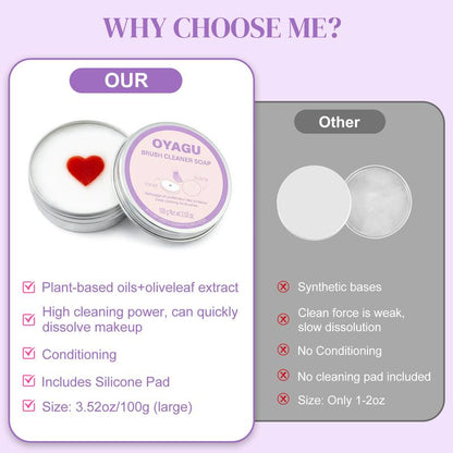 OYAGU Makeup Brush Cleaner Soap with Silicone Cleaning Pad, All Natural Ingredients Condition and Clean Makeup Tools, Ideal for Makeup Brushes, Beauty Blenders, Puffs, 100G Net 3.52Oz