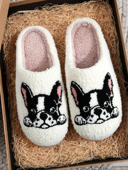 Women'S Cartoon Dog Print Plush Slippers, 1 Pair Casual Soft Comfortable Non-Slip Soft Home Slippers, Warm Slippers for Indoor & Outdoor Use for All Seasons