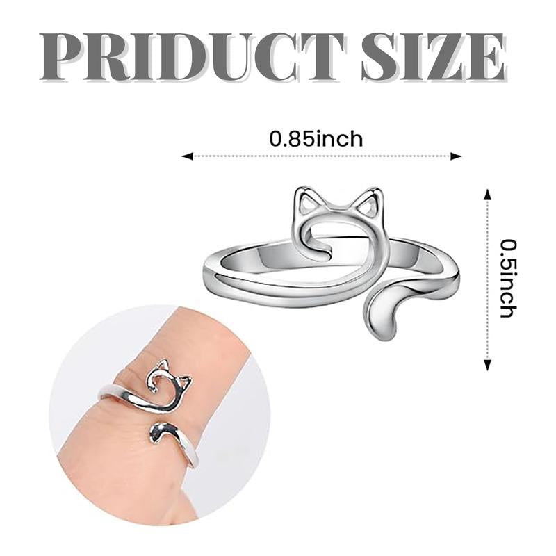 2Pcs Cat Crochet Ring for Finger Yarn Guide Cuff Ring, Adjustable Knitting Thimble Loop Fashion Accessories Silver-Plated Rings for Women Men Daily Wear Decor, Faster Crocheting Trendy All-Match & Exquisite Jewelry Birthday Gift Specialty Crochet Supplies