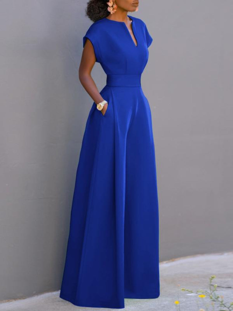 Women'S Solid Color Wide Leg Jumpsuit, Casual Fashion Jumpsuit for Daily Outdoor Wear, Women Jumpsuits for Summer