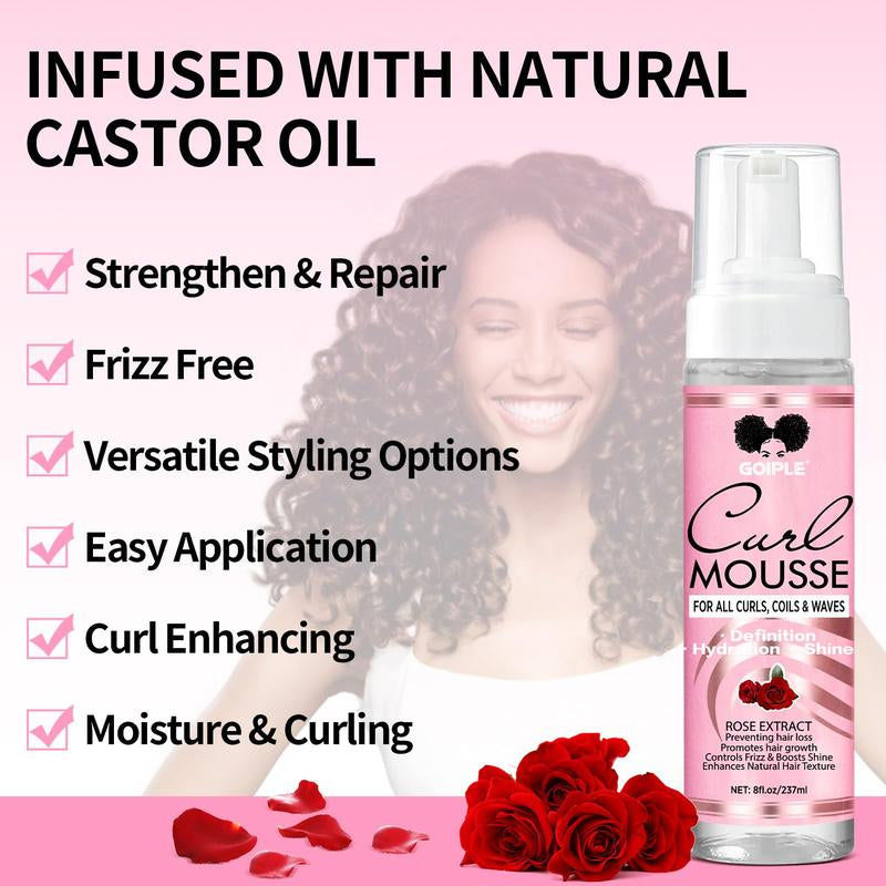 12 Counts Curl Mousse Kit Definition Curl Control Mousse Curl Enhancing Styling Hair Mousse for Curly Coils & Wavy Hair Hydrating Haircare