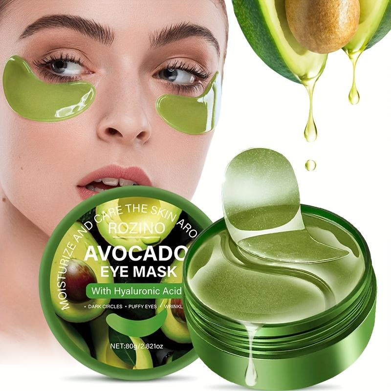 Rozino Avocado & Hyaluronic Acid Eyemask-80G Water-Soluble Gel Film Fordark Circles &Puffiness Multi-Use Faciamaskfast Dissolving Cocoa Butterenrichedl Firming & Hydrating