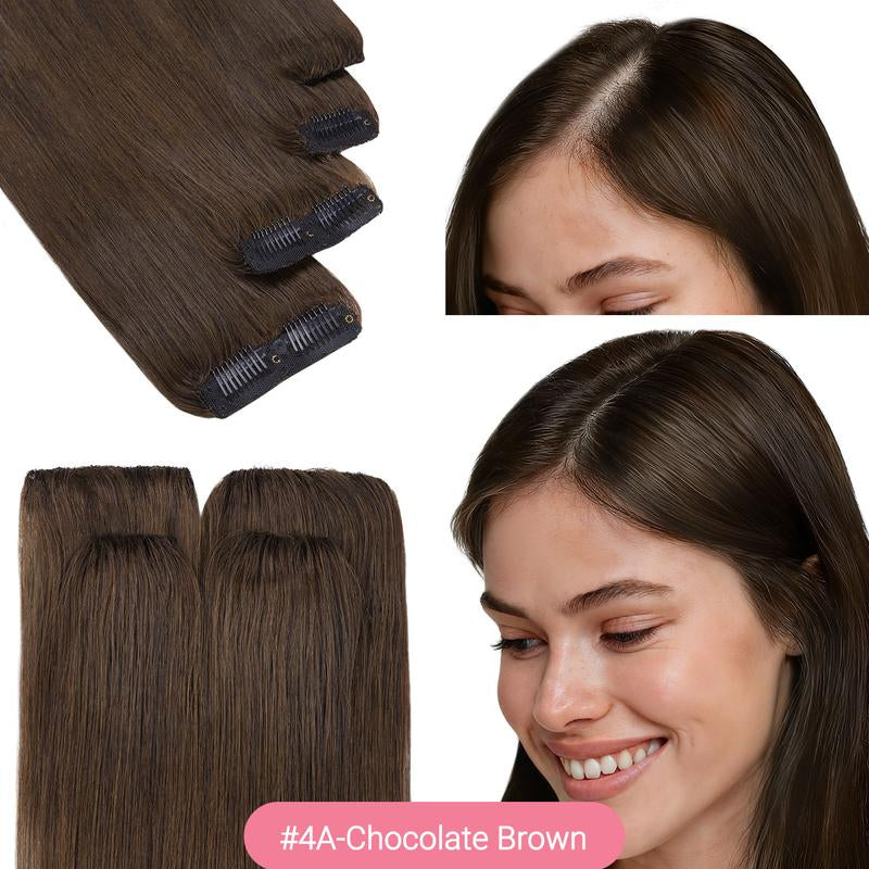 GOO GOO Scalp Hair Fill-Ins Clip-In Short Hair Extensions Real Human Hair, Thinning Hair Fill-Ins Natural Look Volumizer for Women