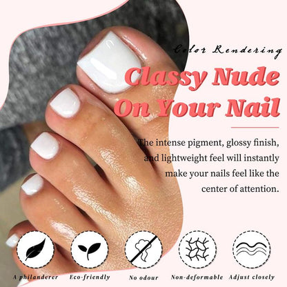 168PCS Press on Toenails for Women, White Short Square Fake Toe Nails with Glue Tabs, Acrylic False Toenail Tips, Full Cover Artificial Toe Nails for DIY Pedicure at Home