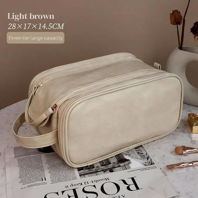 Large Capacity Makeup Bag with Compartments 1 Count Portable Cosmetic Storage Bag Zipper Makeup Organizer Pouch Waterproof Versatile for Travel Outing Daily Use