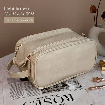 Large Capacity Makeup Bag with Compartments 1 Count Portable Cosmetic Storage Bag Zipper Makeup Organizer Pouch Waterproof Versatile for Travel Outing Daily Use