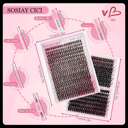 320 Pcs DIY Lash Clusters Kit - Soft Natural/Thick Individual Fluffy Long-Lasting Lashes with Glue Remover & Tweezer for Beginners Waterproof Easy At-Home Application - Eyelash Set (4 Set/2 Set/1 Set) Buy More save More HOLIDAYHAUL