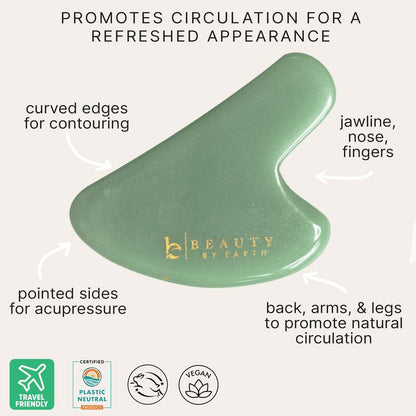 Beauty by Earth Jade Gua Sha - Facial Sculpting Natural Jade Tool for Contouring, Depuffing, and Relaxing Massage and Circulation for Refreshed Appearance