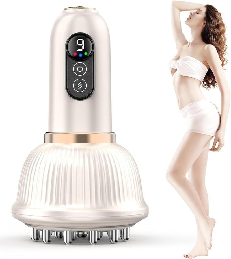Portable Handheld Body Massager with Heat & Vibration Therapy for Legs Arms & Belly Home Spa Relaxation Device for Tired Muscles Smooth Skin White Perfect Gift Choice Neck Shoulder Relaxer Daily Use
