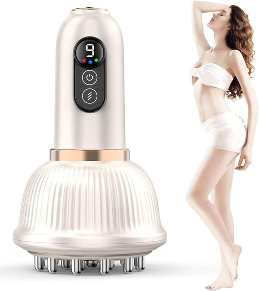 Portable Handheld Body Massager with Heat & Vibration Therapy for Legs Arms & Belly Home Spa Relaxation Device for Tired Muscles Smooth Skin White Perfect Gift Choice Neck Shoulder Relaxer Daily Use