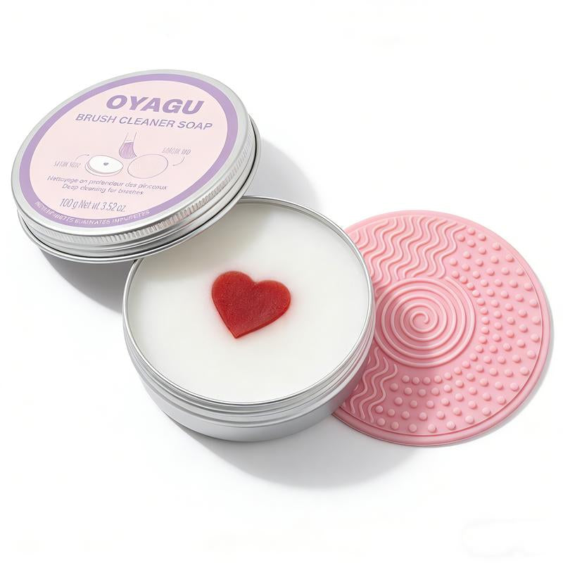 OYAGU Makeup Brush Cleaner Soap with Silicone Cleaning Pad, All Natural Ingredients Condition and Clean Makeup Tools, Ideal for Makeup Brushes, Beauty Blenders, Puffs, 100G Net 3.52Oz