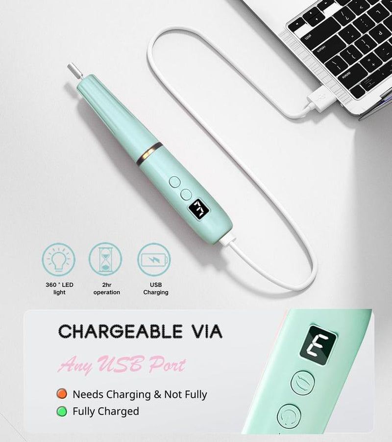 Hengyuaoler Electric Nail Drill & File - Portable Nail Machine Kit for Acrylic Gel & Dip Powder Nails Manicure Pedicure Polishing Set with 12 Bits & Sanding Bands Matte Pink