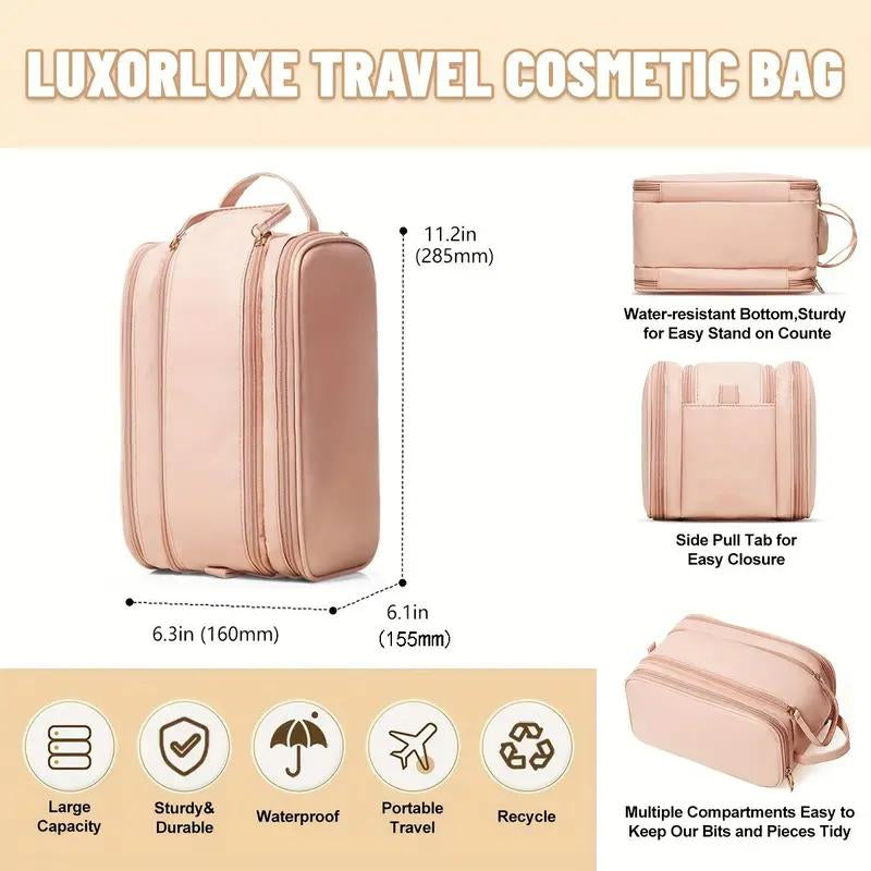 Large Capacity Makeup Bag with Compartments 1 Count Portable Cosmetic Storage Bag Zipper Makeup Organizer Pouch Waterproof Versatile for Travel Outing Daily Use