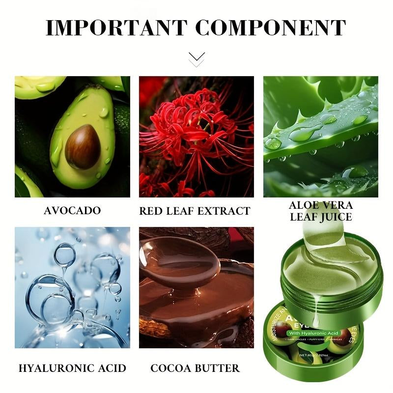 Rozino Avocado & Hyaluronic Acid Eyemask-80G Water-Soluble Gel Film Fordark Circles &Puffiness Multi-Use Faciamaskfast Dissolving Cocoa Butterenrichedl Firming & Hydrating