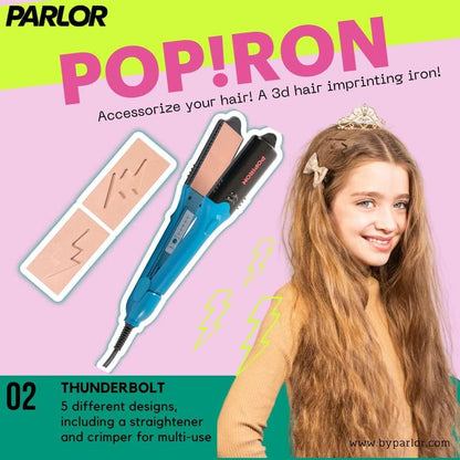 Popiron Hair Straightener & First 3D Image Hair Imprinting Iron - Comes with 5 Different Plates Including Crimper, and 3 Fun Shapes. Perfect Hot Tool for Hair Art or Festival Hair!