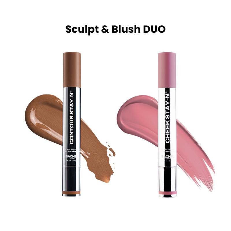 Sculpt & Blush DUO: Contour & Cheek STAY-N DUO, All-Day Wear, Buildable Pigment, Precise Applicator