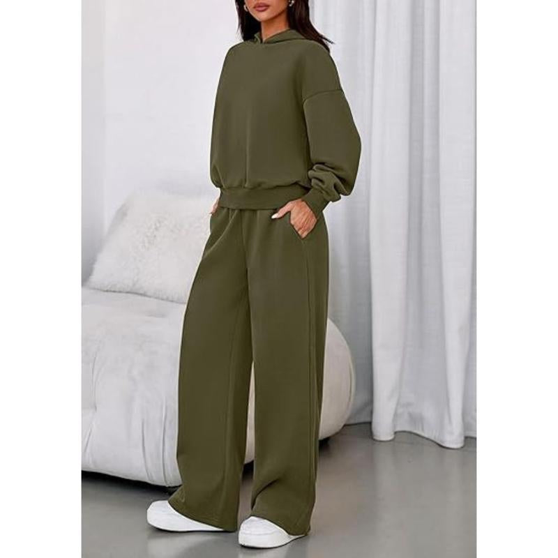 Prettygarden Womens Sweatsuits 2 Piece Set Casual Winter Long Sleeve Hoodie Loose Wide Leg Sweatpants Fall Tracksuit