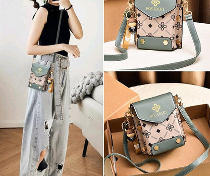 Stylish Crossbody Handbag, Simple Elegant Style, Letter Print, Single Shoulder Bag, Mobile Phone Bag with Adjustable Strap with Pendant