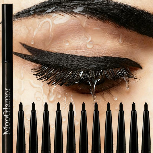 12Pcs Smooth Eyeliner Pencil Set Waterproof Long Lasting Makeup Super Smudge Proof Freckle Pens Significantly Colored Not Easy to Fade Quick Drying Formula Cosmetic