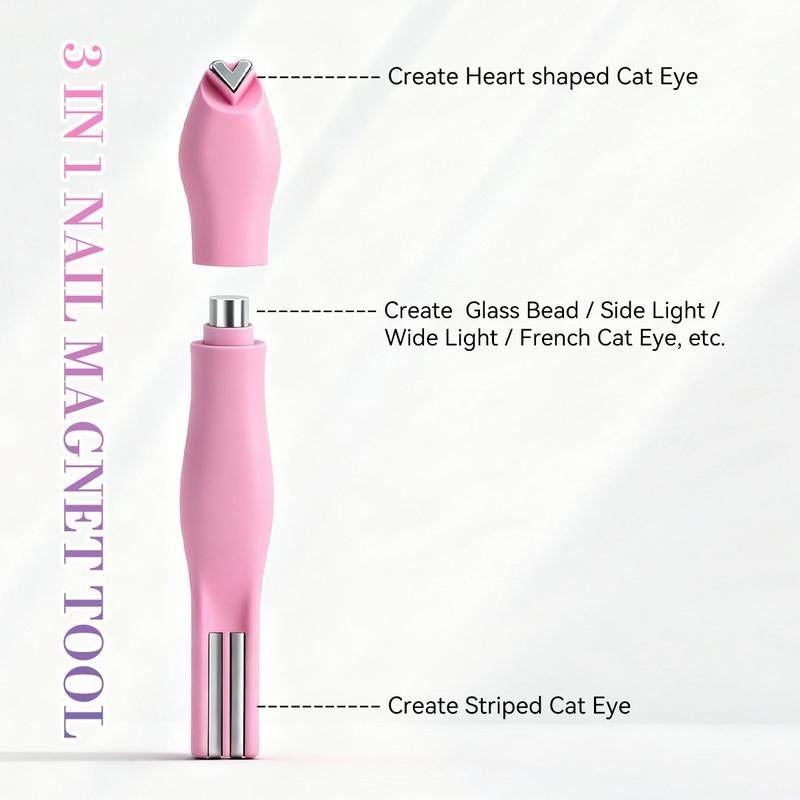 3 in 1 Nail Magnet Tool, Upgraded Nail Magnet Pens, Multi-Function Magnet Stick 3D Magnetic Cat Eye Gel Polish Nail Art, for Salon, Studio or Home,Christmas Gifts