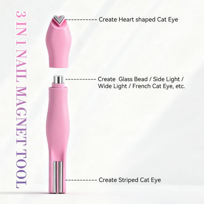 3 in 1 Nail Magnet Tool, Upgraded Nail Magnet Pens, Multi-Function Magnet Stick 3D Magnetic Cat Eye Gel Polish Nail Art, for Salon, Studio or Home,Christmas Gifts