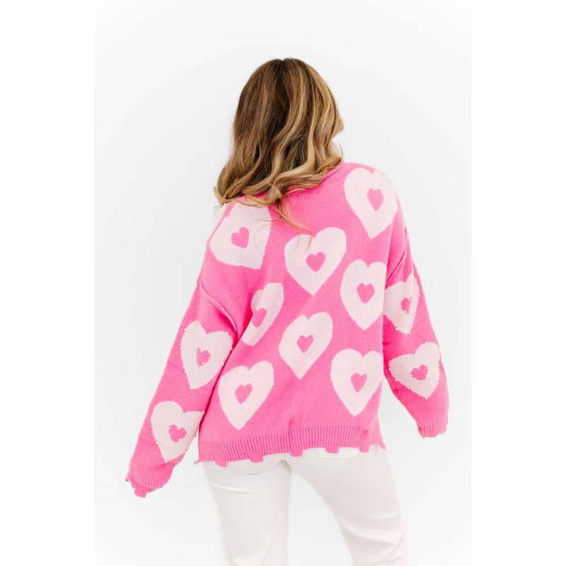 Be Mine Pearl Heart Sweater