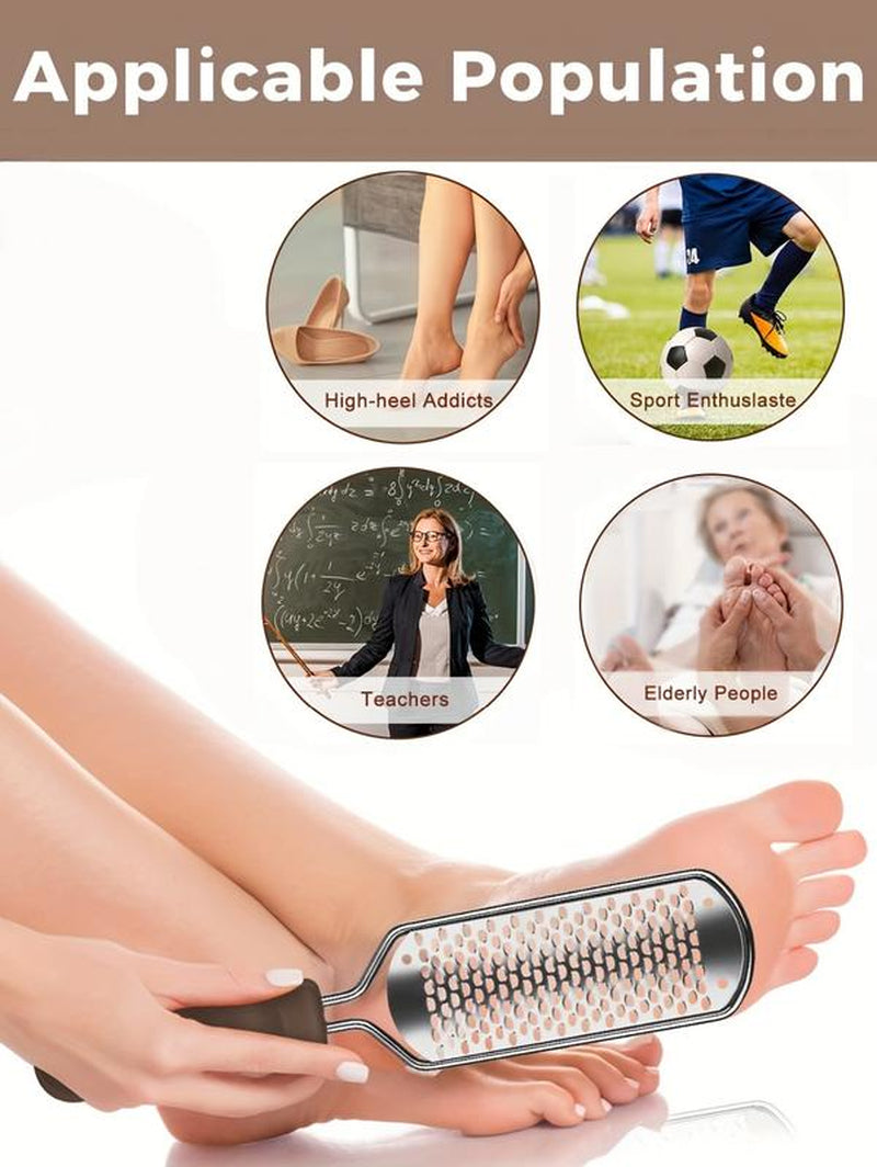 LMMAKE Professional Foot Files Colossal Stainless Steel Detachable Foot Scrubber with Brown Handle Pedicure Tools Washable & Reusable Non-Slip Grip for Safety Versatile Easy to Clean Cream Daily Keratin Nail Care Manicure Black