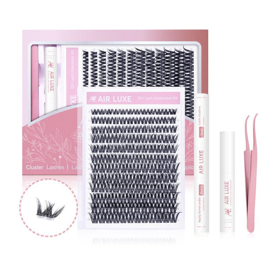 AIR LUXE DIY Lash Clusters Kit 144 Pcs Ultra Dense Volume Extensions Waterproof Long Wear Flawless Salon Result for Beginners Beginner Friendly Ultra Thin Invisible Band