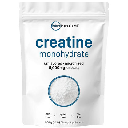 Micro Ingredients Hair & Muscle Nourish Bundle: Multi Collagen Peptides Powder 1LB, Creatine Powder 1.1LB, Vitamin D3K2 10,000IU 180 Softgels & Pumpkin Seed Oil 150 Softgels