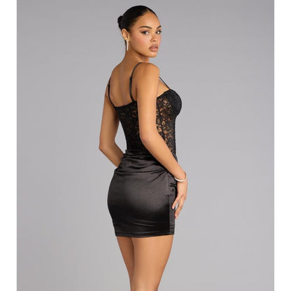 Sheryl Lace Corset Satin Mini Dress