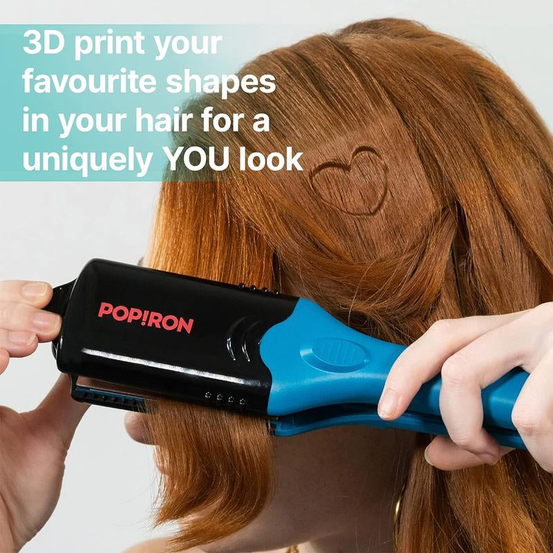 Popiron Hair Straightener & First 3D Image Hair Imprinting Iron - Comes with 5 Different Plates Including Crimper, and 3 Fun Shapes. Perfect Hot Tool for Hair Art or Festival Hair!