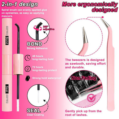 Manga Lash Clusters Kit 100D Eyelash Clusters with DIY Spikes 13-19MM Spiky Volume Cluster Eyelash Extensions Wispy Individual Lash Extensions Kit Anime Lashes Cluster Bond & Seal Tweezer by Milybest