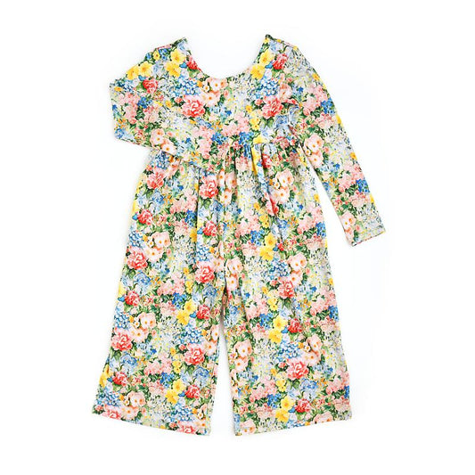 Joanna WIDE LEG ROMPER for Kids - Soft Bamboo Viscose Floral Print - Easy on off Design - Sizes 12M to 8 - Comfortable Everyday Wear