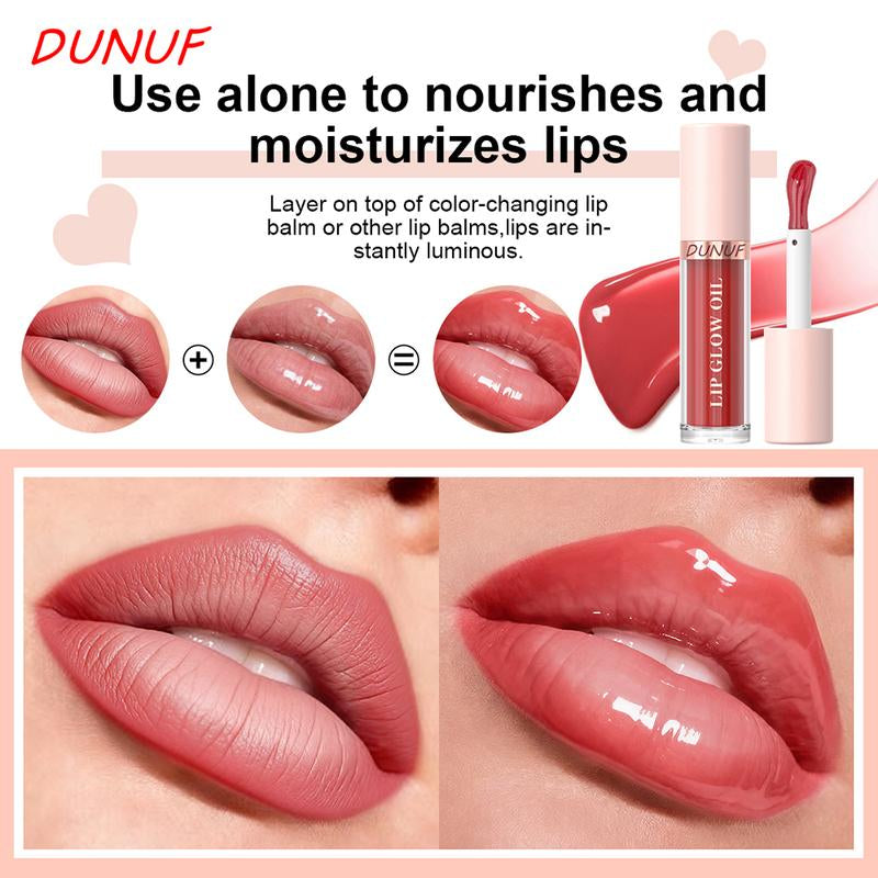 DUNUF MAKEUP 6Pc Glow Reviver Lip Oil Set Long Lasting Hydrating Lip Stain Nourishing Hydrating High-Shine Glimmer Finish Sheer Pink Non-Sticky 12 HR Hydration Candy Coded Lip Oil Gloss Long-Lasting Waterproof Lipgloss Non-Fading Non-Stick Lip Glaze